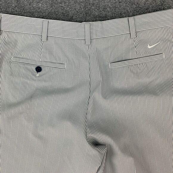 Nike Golf Pant Mens 35x32 White Grey Performance Flat Front Dri Fit Tour Stripe - Picture 8 of 13